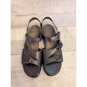 Womens Black SAS Tread Comfort Leather Tabby Slingback Sandals Size 10
